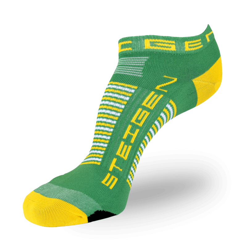 Green and Gold Running Socks Zero Length